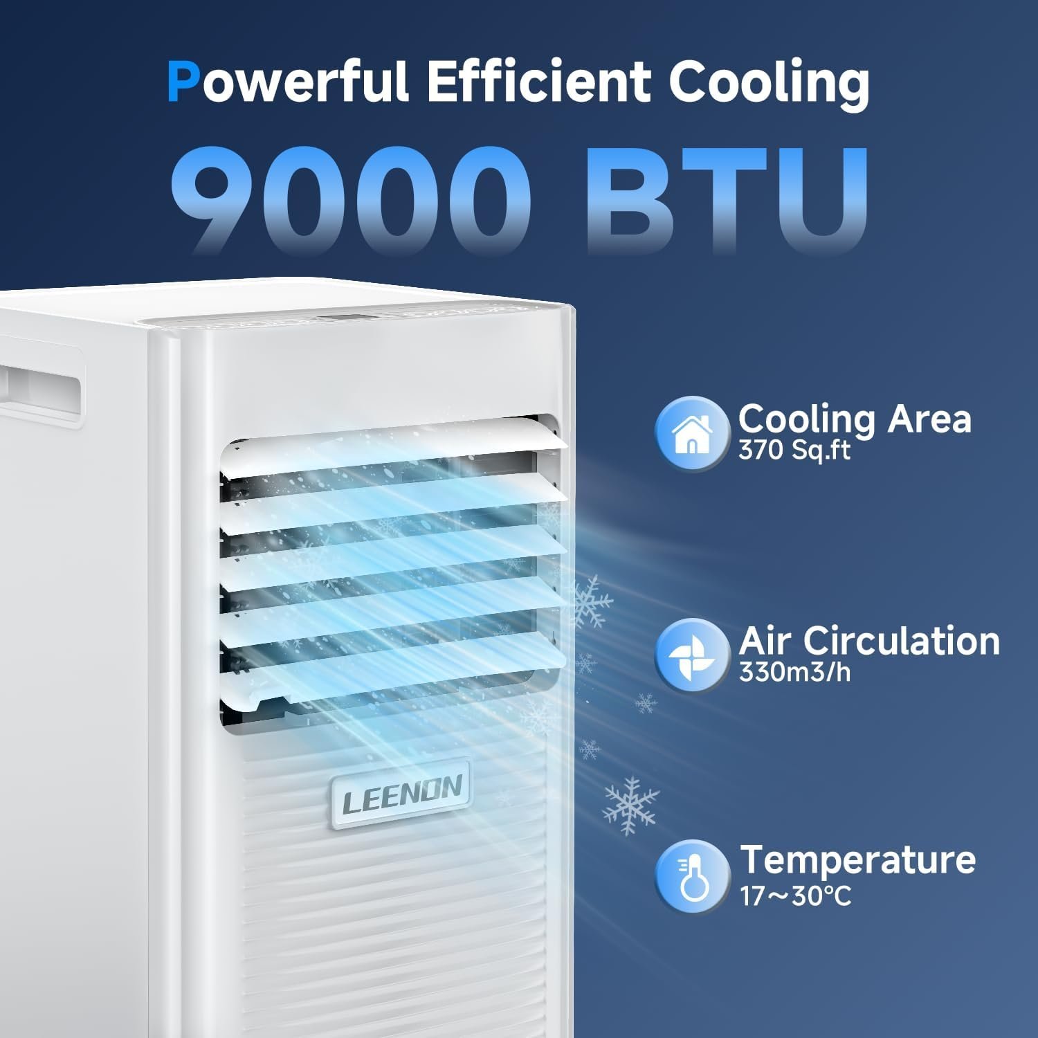 LEENON 9000 BTU Climatiseur Mobile 3 en 1 Climatisation Portable 2.6KW, – Image 2