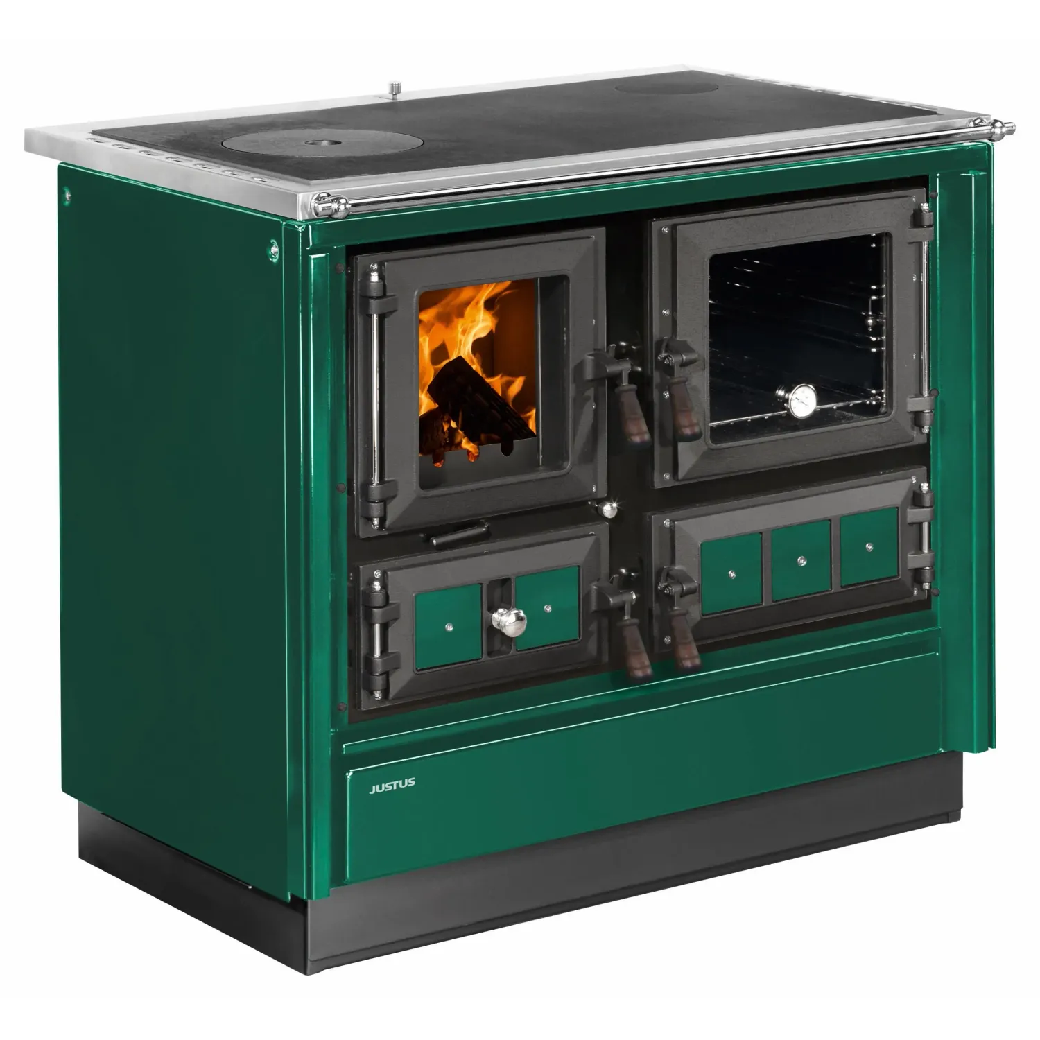 Cuisinière à bois JUSTUS Rustico 90 2.0 vert, 7 kW