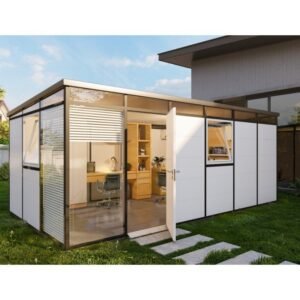 Abri de jardin modulaire isolé 6x3m profils noirs