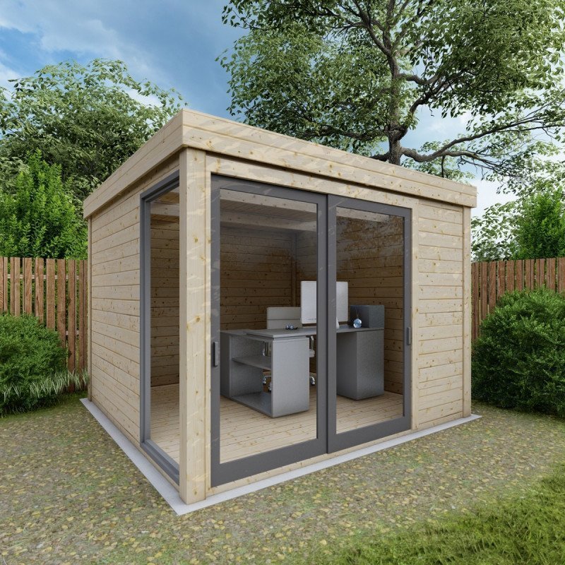 Bureau de jardin en bois massif 8,88m² – madriers 40mm traités teintés marron – Image 4
