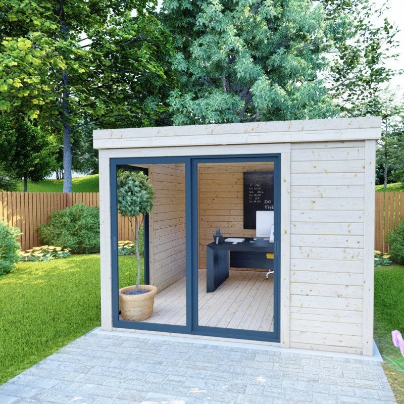 Bureau de jardin en bois massif 8,88m² – madriers 40mm traités teintés marron – Image 5