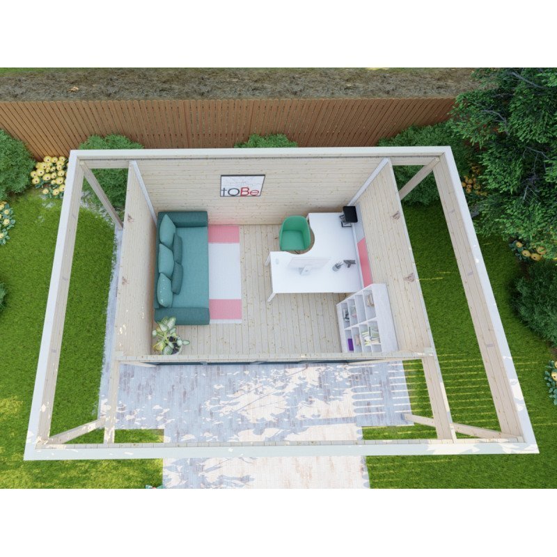 Bureau de jardin en bois massif avec terrasse 16,5m² – madriers 40mm Gardy Shelter – Image 3