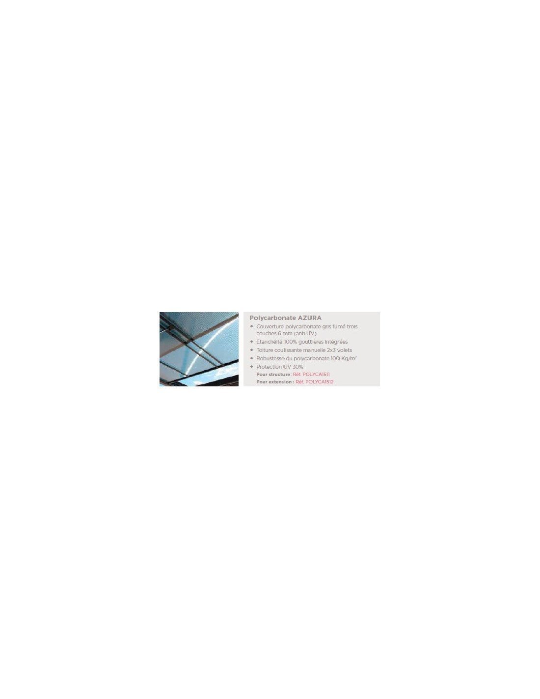Couverture pour extension de pergola Azura polycarbonate – Image 2