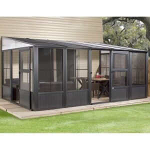 Pavillon adossé Charlestone 309x502cm en aluminium et acier galvanisé