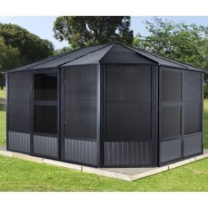 Pavillon Charlestone 384x384cm en aluminium et acier galvanisé – SOJAG