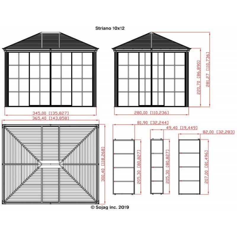 Pavillon Striano 362x298cm en aluminium et acier galvanisé avec moustiquaires – Image 9