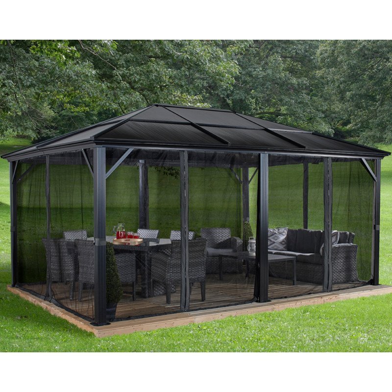 Pergola de jardin Meridien 365x485cm en aluminium anthracite et polycarbonate 8mm – SOJAG – Image 5