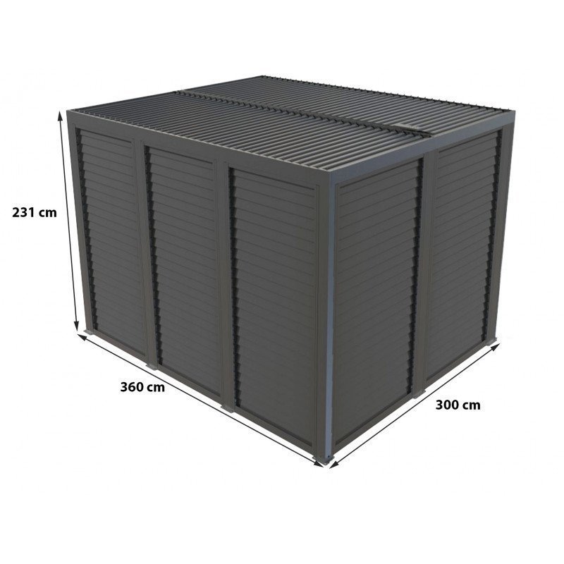 Pergola bioclimatique alu anthracite 10,80 m² – Lames alu ventelles – Habrita – Image 2