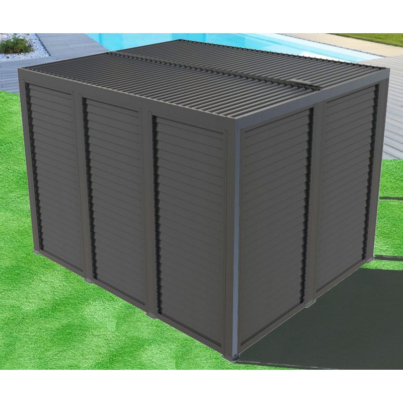 Pergola bioclimatique alu anthracite 10,80 m² – Lames alu ventelles – Habrita – Image 3