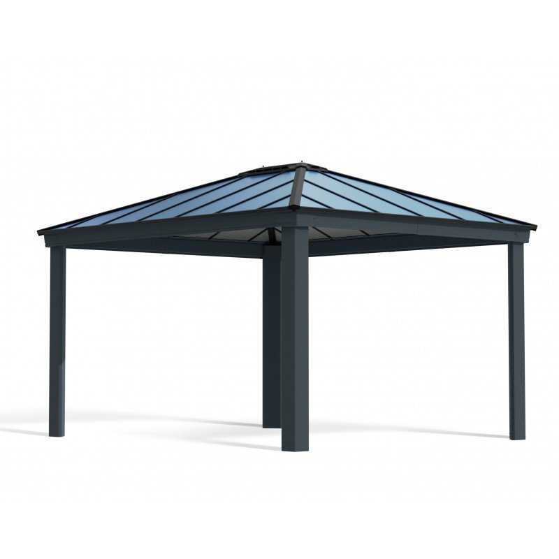 Pergola bioclimatique aluminium anthracite 10,80 m² – Lames ovales et moucharabieh – Habrita – Image 2