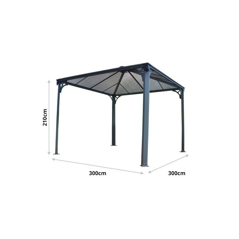 Tonnelle de jardin 3x3m en alu gris anthracite et polycarbonate – Image 8