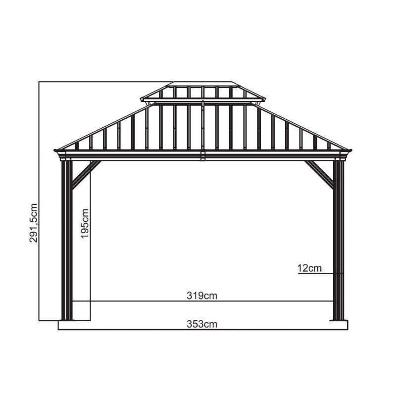Tonnelle de jardin Messina 298x363cm en aluminium thermolaqué champagne – SOJAG – Image 8