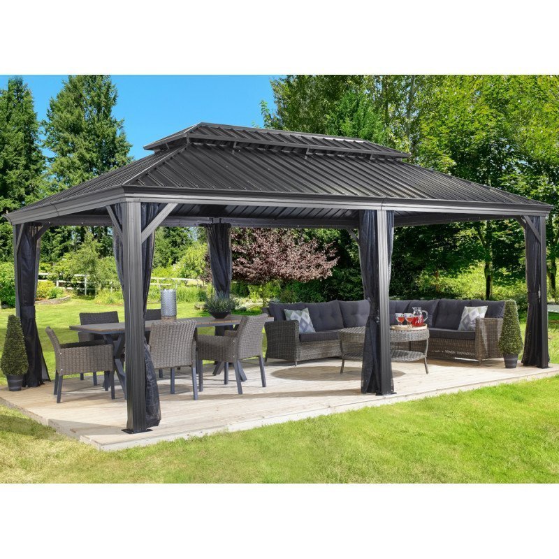 Tonnelle de jardin Messina 363x598cm en aluminium thermolaqué anthracite – SOJAG – Image 5