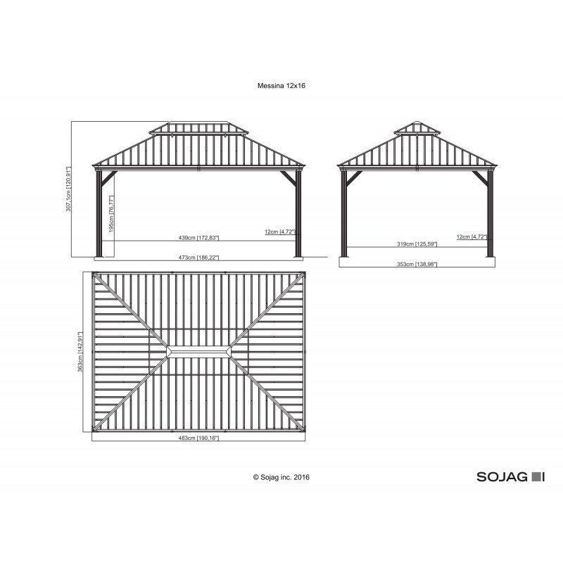 Tonnelle de jardin messina 298x363cm en aluminium thermolaqué – Image 9
