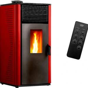 Optimo Poêle à granulés carré étanche USTICA bordeaux 14 kW